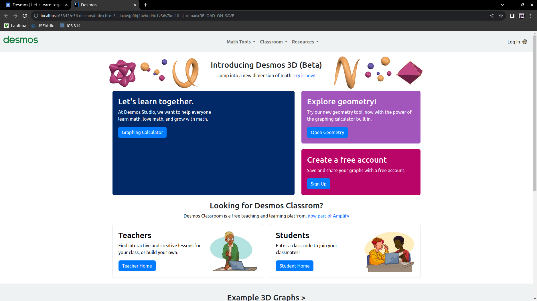 Desmos recreated using Bootstrap 5