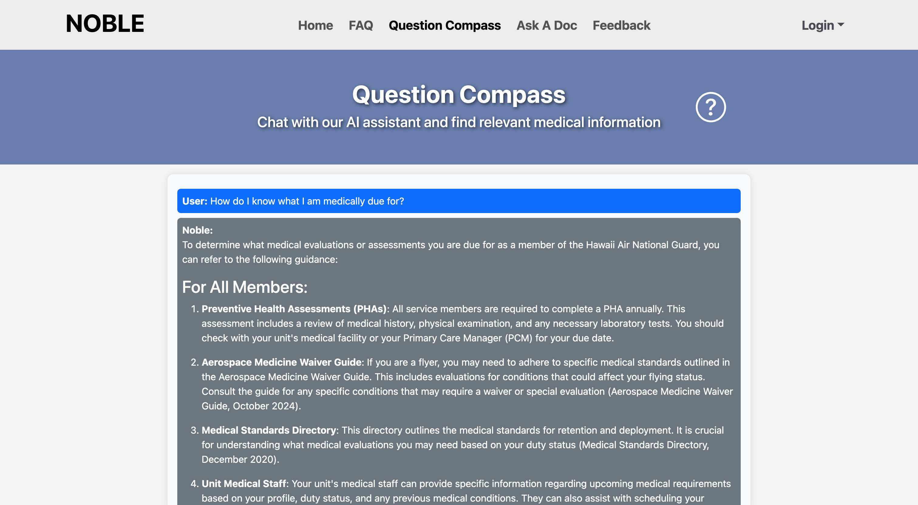 Question Compass page